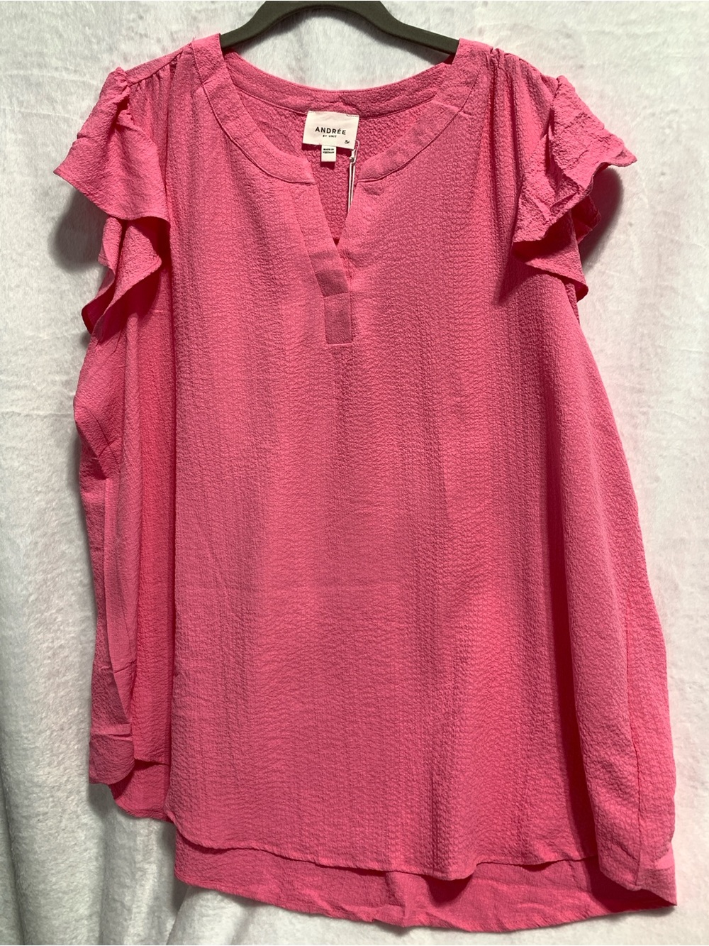 Andree By Unit Hot Pink Ruffle Sleeve Blouse